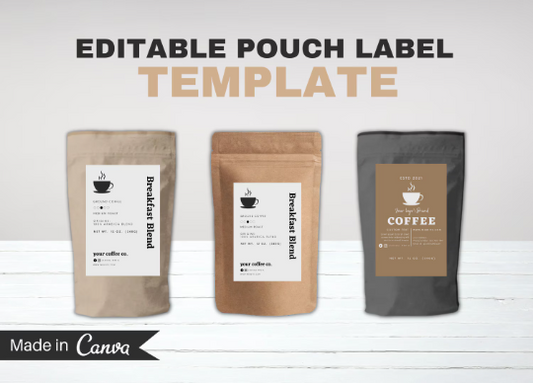 Editable Pouch Label Template, Coffee Tea Pouch Labels, Beauty Packaging Label DIY Coffee Label Stickers Body Product Label Template
